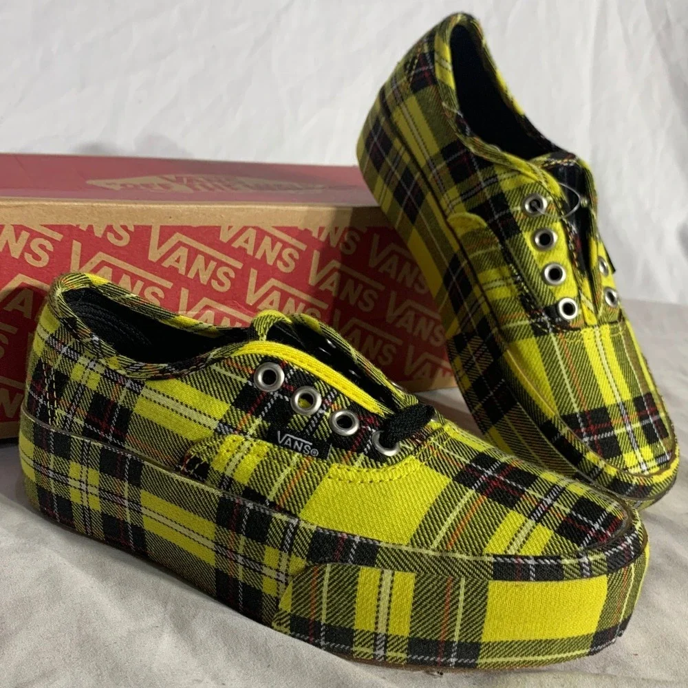 Vans Authentic Platform Patent Plaid Sneakers Womans 5